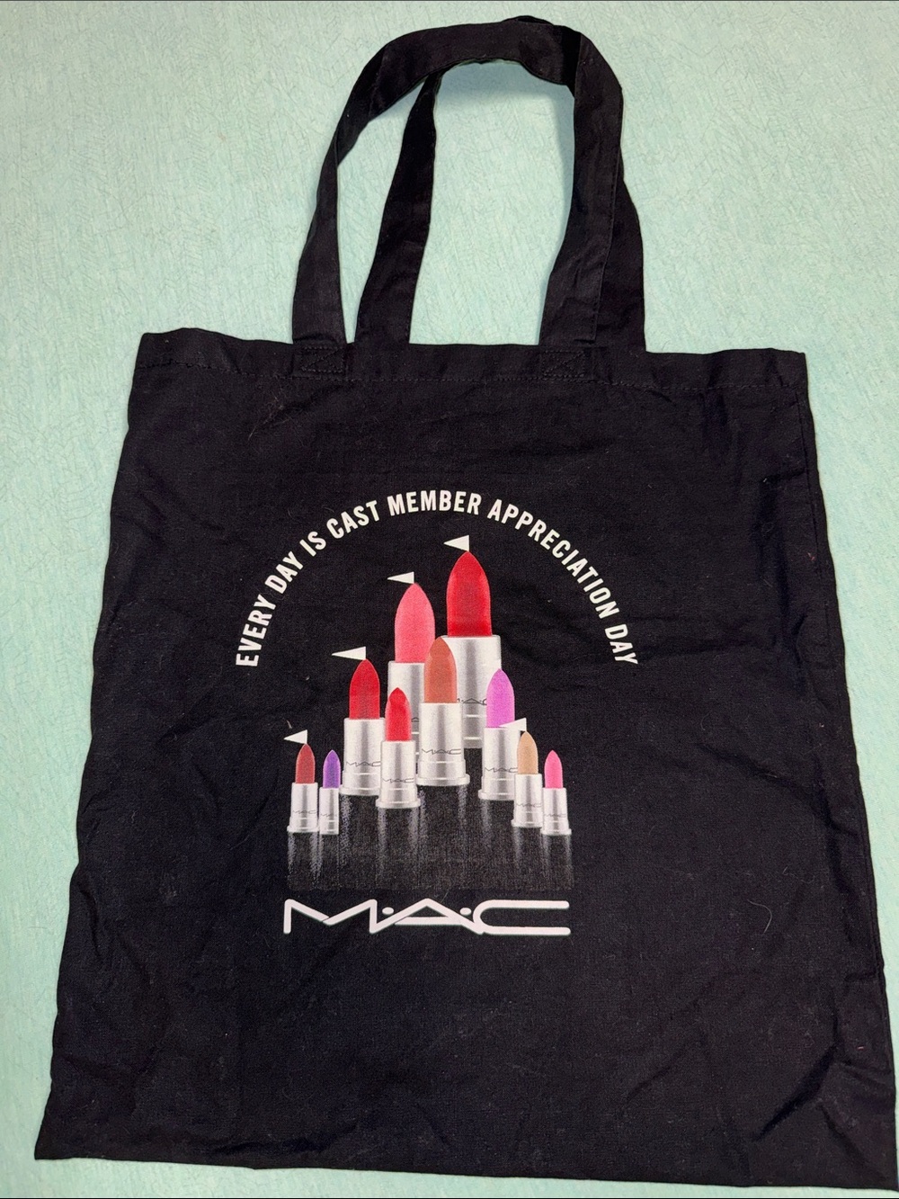 Disney & MAC Collaboration Cast Member Appreciation tote bag black with lipstick